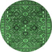 Round Oriental Emerald Green Industrial Rug, urb733emgrn