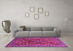 Machine Washable Oriental Pink Industrial Rug in a Living Room, wshurb733pnk