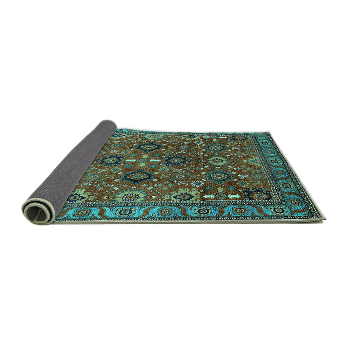 Sideview of Oriental Turquoise Industrial Rug, urb733turq