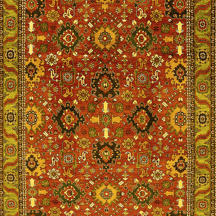 Machine Washable Oriental Yellow Industrial Rug, wshurb733yw