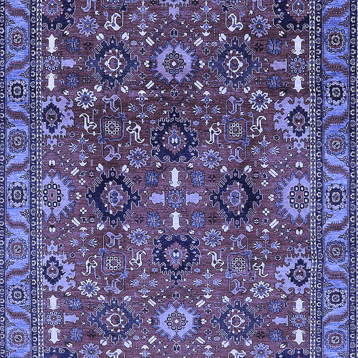 Machine Washable Oriental Blue Industrial Rug, wshurb733blu
