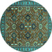 Round Oriental Turquoise Industrial Rug, urb733turq