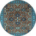 Round Oriental Light Blue Industrial Rug, urb733lblu