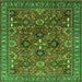 Square Machine Washable Oriental Green Industrial Area Rugs, wshurb733grn