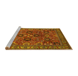Sideview of Machine Washable Oriental Yellow Industrial Rug, wshurb733yw