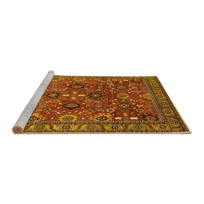 Sideview of Machine Washable Oriental Yellow Industrial Rug, wshurb733yw