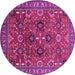 Round Machine Washable Oriental Pink Industrial Rug, wshurb733pnk