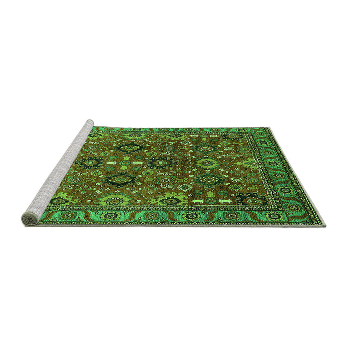 Sideview of Machine Washable Oriental Green Industrial Area Rugs, wshurb733grn