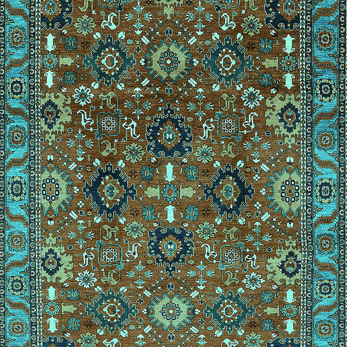 Machine Washable Oriental Turquoise Industrial Area Rugs, wshurb733turq