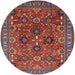 Round Mid-Century Modern Red Oriental Rug, urb733