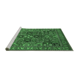 Sideview of Machine Washable Oriental Emerald Green Industrial Area Rugs, wshurb733emgrn