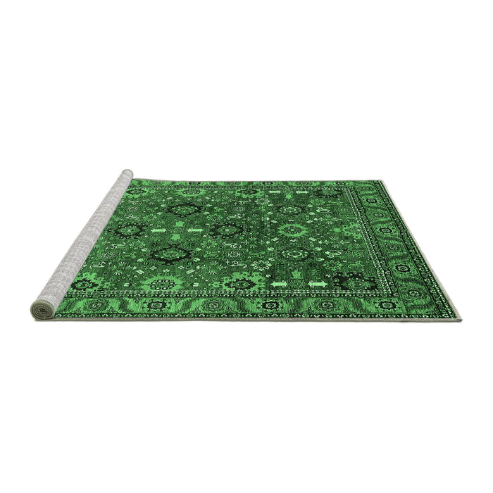Sideview of Machine Washable Oriental Emerald Green Industrial Area Rugs, wshurb733emgrn
