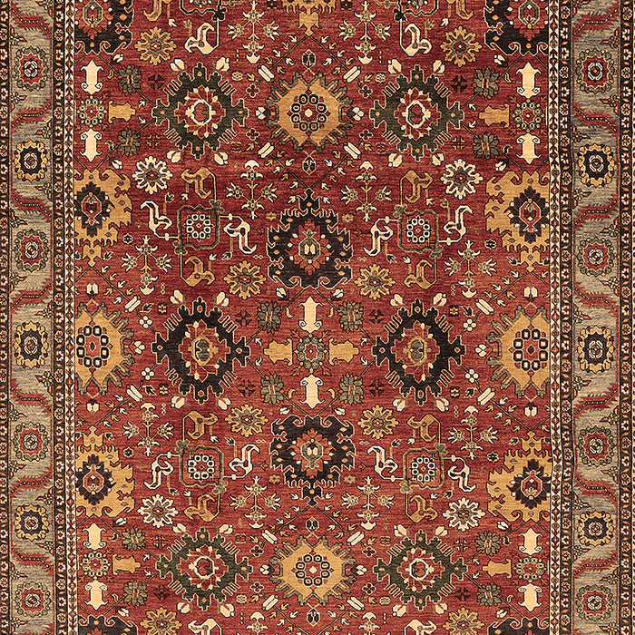 Machine Washable Oriental Brown Industrial Rug, wshurb733brn