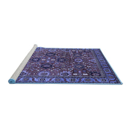Sideview of Machine Washable Oriental Blue Industrial Rug, wshurb733blu