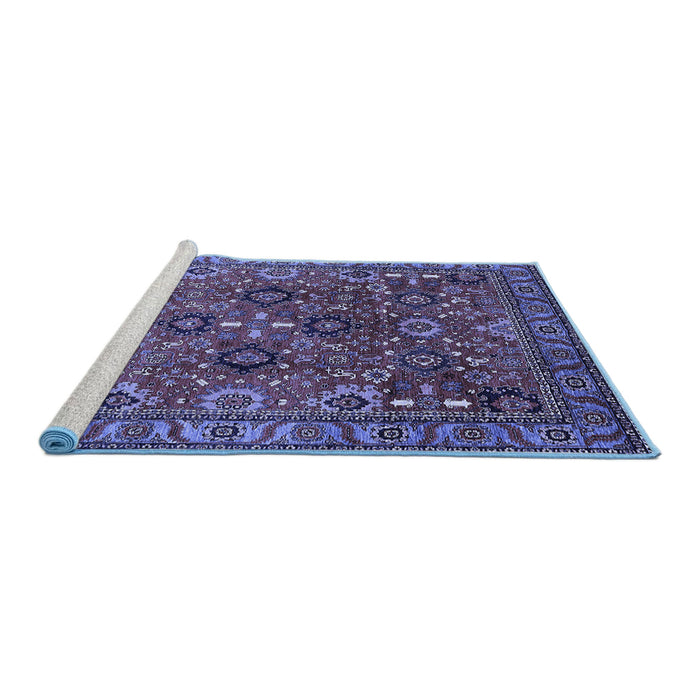 Sideview of Machine Washable Oriental Blue Industrial Rug, wshurb733blu