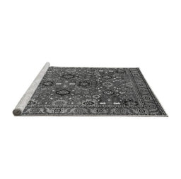 Sideview of Machine Washable Oriental Gray Industrial Rug, wshurb733gry