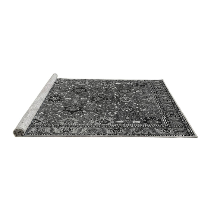 Sideview of Machine Washable Oriental Gray Industrial Rug, wshurb733gry