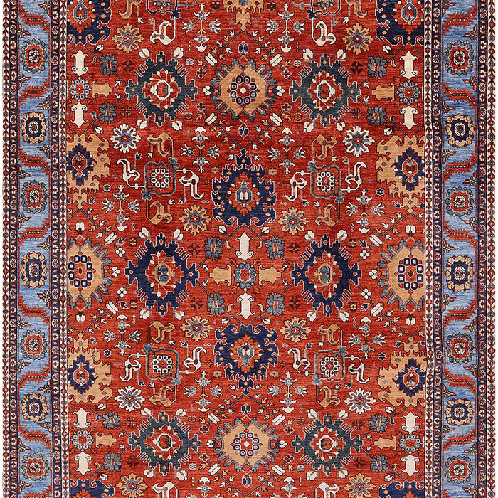 Machine Washable Industrial Modern Tomato Red Rug, wshurb733