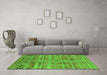Machine Washable Oriental Green Industrial Area Rugs in a Living Room,, wshurb734grn
