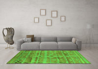 Machine Washable Oriental Green Industrial Rug, wshurb734grn