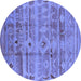 Round Oriental Blue Industrial Rug, urb734blu