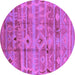 Round Machine Washable Oriental Purple Industrial Area Rugs, wshurb734pur