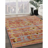 Mid-Century Modern Camel Brown Oriental Rug, urb734