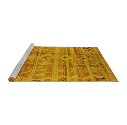 Sideview of Machine Washable Oriental Yellow Industrial Rug, wshurb734yw