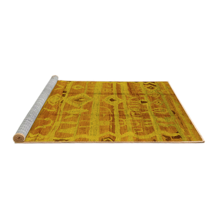 Sideview of Machine Washable Oriental Yellow Industrial Rug, wshurb734yw