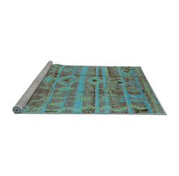 Sideview of Machine Washable Oriental Light Blue Industrial Rug, wshurb734lblu