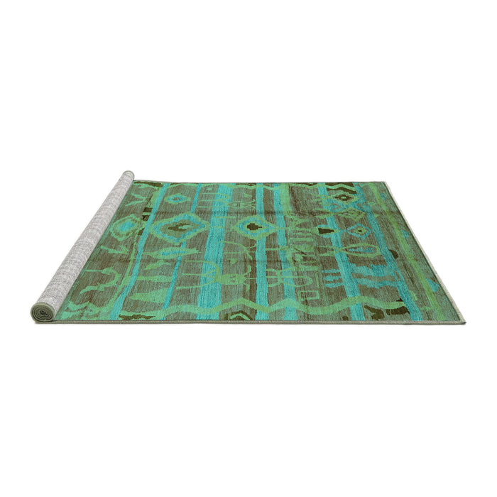 Sideview of Machine Washable Oriental Turquoise Industrial Area Rugs, wshurb734turq