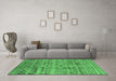 Machine Washable Oriental Emerald Green Industrial Area Rugs in a Living Room,, wshurb734emgrn