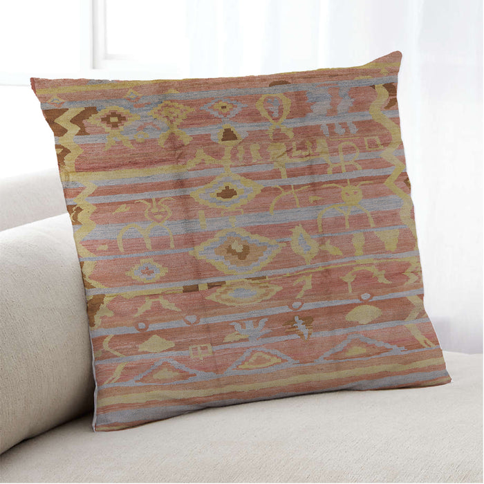 Lifestyle Image of Mid-Century Modern Urban Square Camel Brown Throw Pillow, 18 inch by 18 inch, pwurb734
