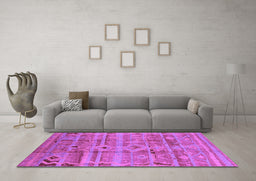 Machine Washable Oriental Purple Industrial Area Rugs in a Living Room, wshurb734pur