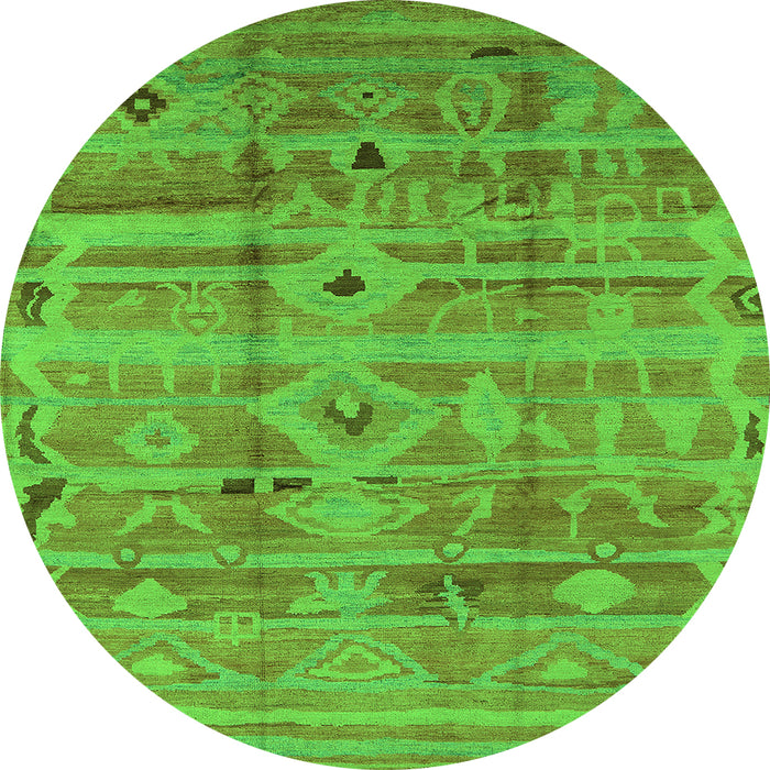 Round Oriental Green Industrial Rug, urb734grn
