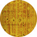 Round Oriental Yellow Industrial Rug, urb734yw