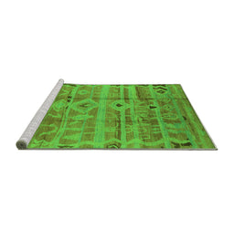 Sideview of Machine Washable Oriental Green Industrial Area Rugs, wshurb734grn