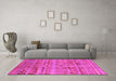 Machine Washable Oriental Pink Industrial Rug in a Living Room, wshurb734pnk