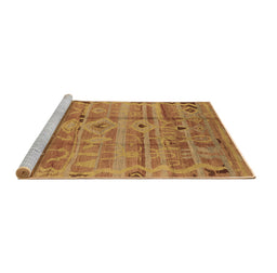 Sideview of Machine Washable Oriental Brown Industrial Rug, wshurb734brn