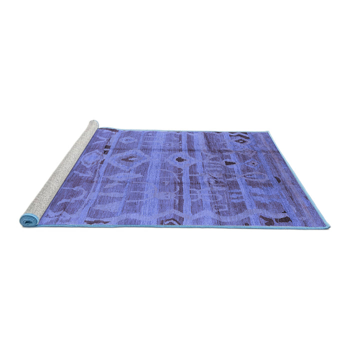 Sideview of Machine Washable Oriental Blue Industrial Rug, wshurb734blu