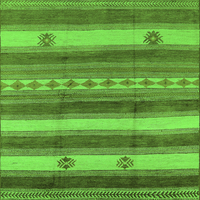 Square Machine Washable Oriental Green Industrial Area Rugs, wshurb735grn