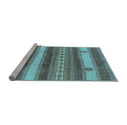 Sideview of Machine Washable Oriental Light Blue Industrial Rug, wshurb735lblu