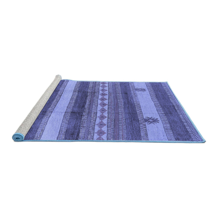 Sideview of Machine Washable Oriental Blue Industrial Rug, wshurb735blu