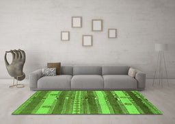 Machine Washable Oriental Green Industrial Area Rugs in a Living Room,, wshurb735grn