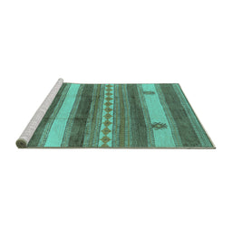 Sideview of Machine Washable Oriental Turquoise Industrial Area Rugs, wshurb735turq