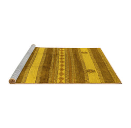 Sideview of Machine Washable Oriental Yellow Industrial Rug, wshurb735yw