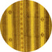 Round Machine Washable Oriental Yellow Industrial Rug, wshurb735yw