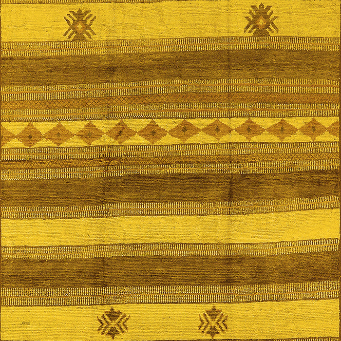 Machine Washable Oriental Yellow Industrial Rug, wshurb735yw