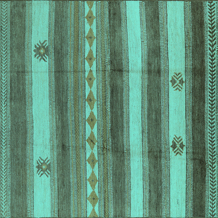 Square Machine Washable Oriental Turquoise Industrial Area Rugs, wshurb735turq