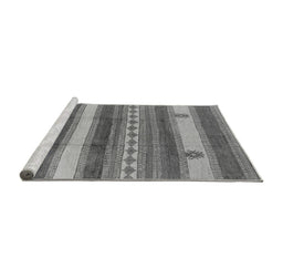 Sideview of Machine Washable Oriental Gray Industrial Rug, wshurb735gry